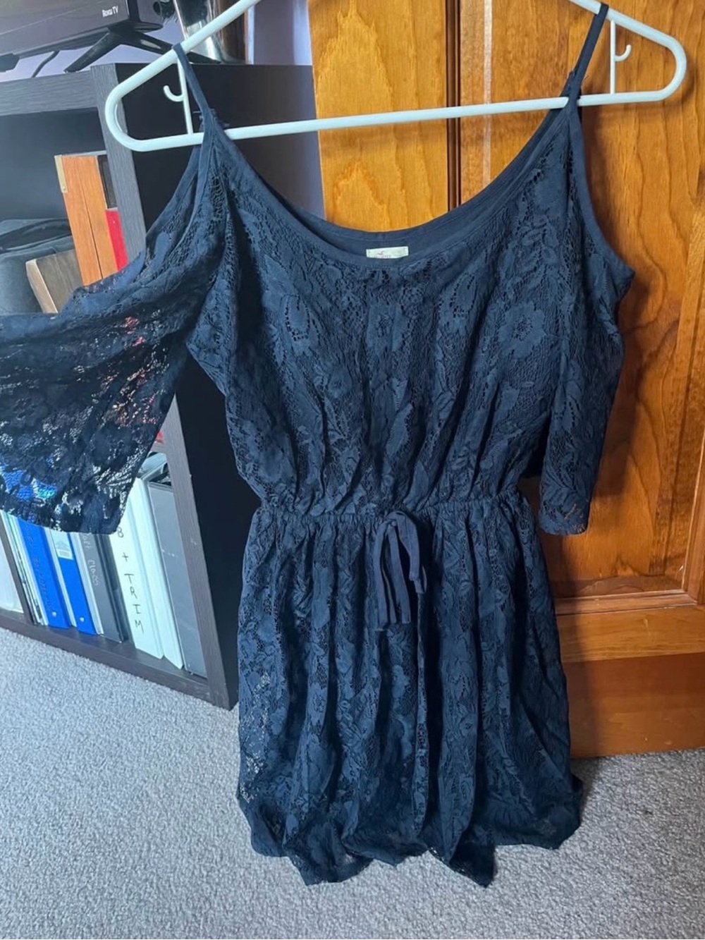 Hollister Navy Lace Cold-Shoulder Dress